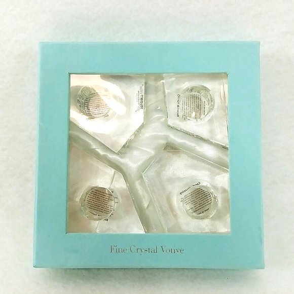 Candle Holders Taper Godinger Studio Silversmiths Crystal Modern Geometric 4 pc - Picture 6 of 8